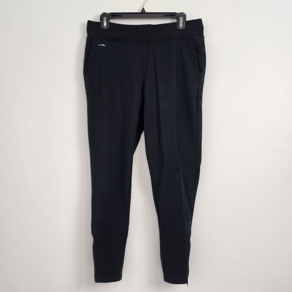 Lauren Active RALPH LAUREN Petit Black Zippered Ankle Leggings Athleisure Comfy